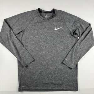 Nike Swim Men's Heather Gray Long Sleeve UPF sun shirt size small